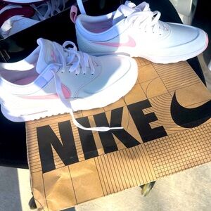 Youth pink and white nikes